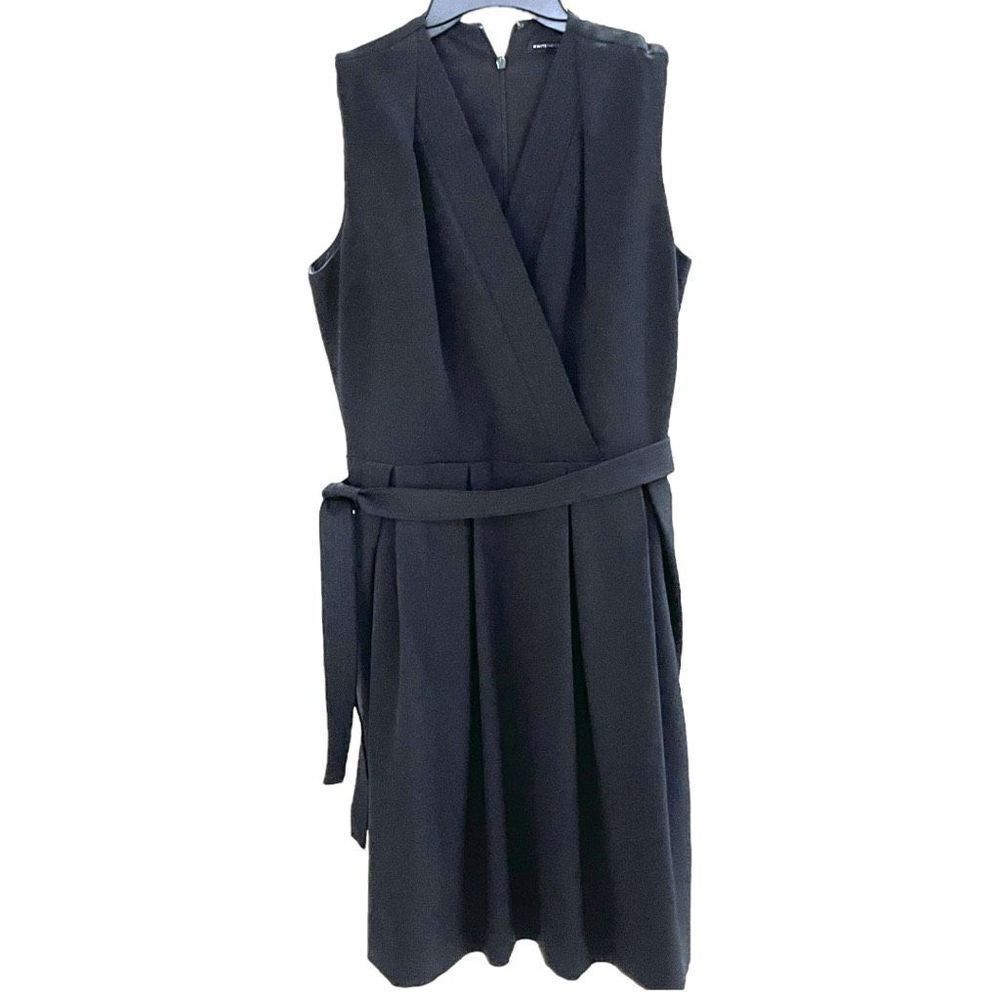 White House Black Market Women's Black Sleeveless Surplice Sheath Dress Size 12